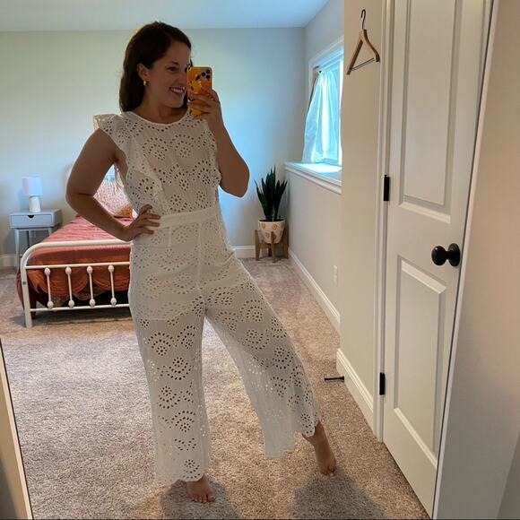 Alice McCall Sample White Eyelet Jumpsuit One Piece Medium - Picture 9 of 16